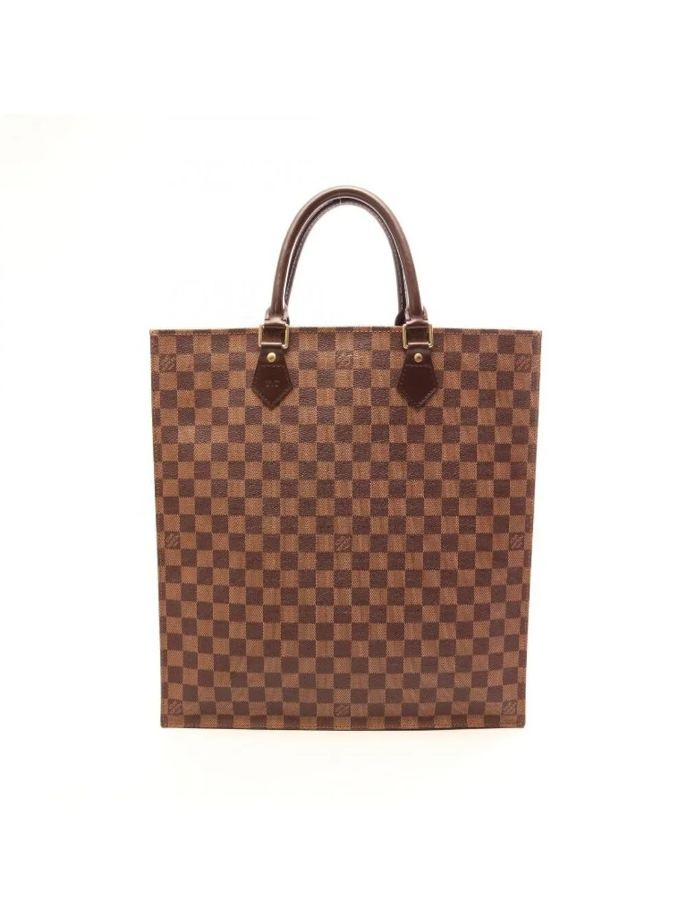 Louis Vuitton Tote Sac Plat Damier Ebene Canvas Leather